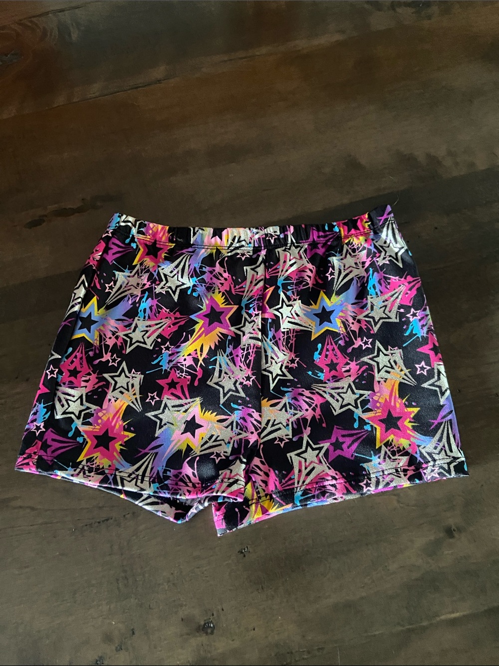 Girls' Black Multicolor Star-Print Dance   Shorts